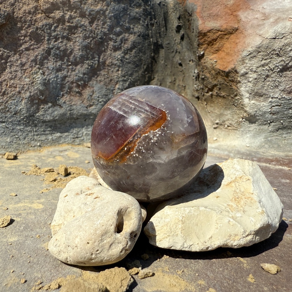 Authentic Polished Precious Gemstone Chevron Amethyst Sphere Crystal - 57mm